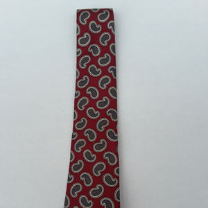Christian Dior burgundy paisley print silk tie